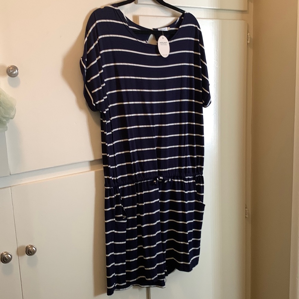 Blue and white shorts romper